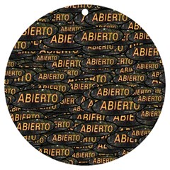 Abierto Neon Lettes Over Glass Motif Pattern Uv Print Acrylic Ornament Round by dflcprintsclothing