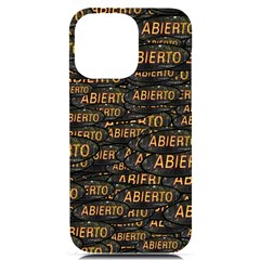 Abierto Neon Lettes Over Glass Motif Pattern Iphone 14 Pro Max Black Uv Print Case by dflcprintsclothing