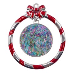 Blend  Metal Red Ribbon Round Ornament