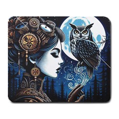 Steampunk Woman With Owl 2 Steampunk Woman With Owl Woman With Owl Strap Large Mousepad by CKArtCreations