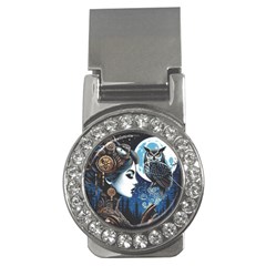 Steampunk Woman With Owl 2 Steampunk Woman With Owl Woman With Owl Strap Money Clips (cz)  by CKArtCreations