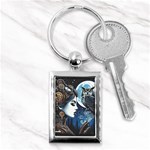 Steampunk Woman With Owl 2 Steampunk Woman With Owl Woman With Owl Strap Key Chain (Rectangle) Front