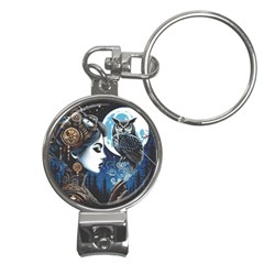 Steampunk Woman With Owl 2 Steampunk Woman With Owl Woman With Owl Strap Nail Clippers Key Chain