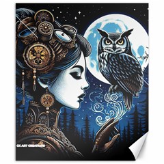 Steampunk Woman With Owl 2 Steampunk Woman With Owl Woman With Owl Strap Canvas 8  X 10  by CKArtCreations