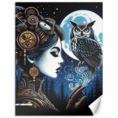 Steampunk Woman With Owl 2 Steampunk Woman With Owl Woman With Owl Strap Canvas 12  X 16  by CKArtCreations