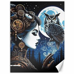 Steampunk Woman With Owl 2 Steampunk Woman With Owl Woman With Owl Strap Canvas 36  X 48  by CKArtCreations