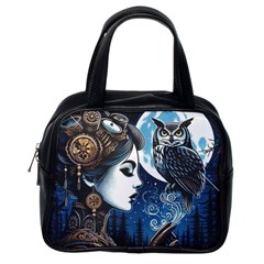 Steampunk Woman With Owl 2 Steampunk Woman With Owl Woman With Owl Strap Classic Handbag (one Side) by CKArtCreations