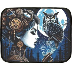 Steampunk Woman With Owl 2 Steampunk Woman With Owl Woman With Owl Strap Fleece Blanket (mini)