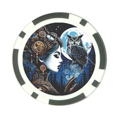 Steampunk Woman With Owl 2 Steampunk Woman With Owl Woman With Owl Strap Poker Chip Card Guard (10 Pack) by CKArtCreations