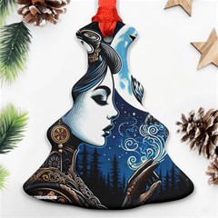 Steampunk Woman With Owl 2 Steampunk Woman With Owl Woman With Owl Strap Christmas Tree Ornament (two Sides)