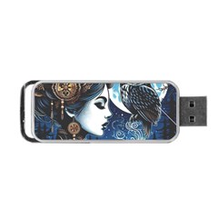 Steampunk Woman With Owl 2 Steampunk Woman With Owl Woman With Owl Strap Portable Usb Flash (one Side) by CKArtCreations