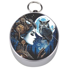 Steampunk Woman With Owl 2 Steampunk Woman With Owl Woman With Owl Strap Silver Compasses