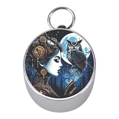 Steampunk Woman With Owl 2 Steampunk Woman With Owl Woman With Owl Strap Mini Silver Compasses by CKArtCreations