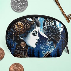 Steampunk Woman With Owl 2 Steampunk Woman With Owl Woman With Owl Strap Accessory Pouch (large) by CKArtCreations