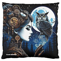 Steampunk Woman With Owl 2 Steampunk Woman With Owl Woman With Owl Strap Standard Premium Plush Fleece Cushion Case (two Sides) by CKArtCreations