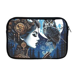 Steampunk Woman With Owl 2 Steampunk Woman With Owl Woman With Owl Strap Apple Macbook Pro 17  Zipper Case by CKArtCreations