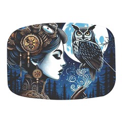 Steampunk Woman With Owl 2 Steampunk Woman With Owl Woman With Owl Strap Mini Square Pill Box by CKArtCreations