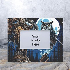 Steampunk Woman With Owl 2 Steampunk Woman With Owl Woman With Owl Strap White Tabletop Photo Frame 4 x6  by CKArtCreations