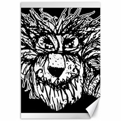 Fantasy Monster Feline Exteme Closeup Drawing Wb Canvas 12  X 18  by dflcprintsclothing