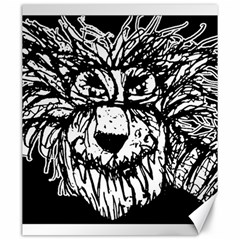 Fantasy Monster Feline Exteme Closeup Drawing Wb Canvas 20  X 24  by dflcprintsclothing