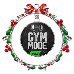 Gym Mode Metal X mas Wreath Ribbon Ornament by Store67