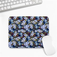 Blue Flowers Dark Blue Flowers Small Mousepad by DinkovaArt