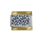 Blue Flowers Dark Blue Flowers Gold Trim Italian Charm (9mm) Front