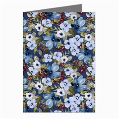 Blue Flowers Dark Blue Flowers Greeting Cards (pkg Of 8) by DinkovaArt