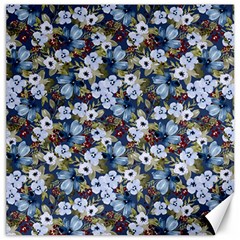 Blue Flowers Dark Blue Flowers Canvas 16  X 16  by DinkovaArt