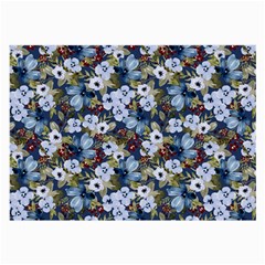 Blue Flowers Dark Blue Flowers Large Glasses Cloth by DinkovaArt