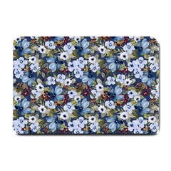 Blue Flowers Dark Blue Flowers Small Doormat by DinkovaArt