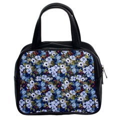 Blue Flowers Dark Blue Flowers Classic Handbag (two Sides) by DinkovaArt