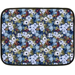 Blue Flowers Dark Blue Flowers Fleece Blanket (mini) by DinkovaArt