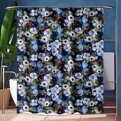 Blue Flowers Dark Blue Flowers Shower Curtain 60  X 72  (medium)  by DinkovaArt