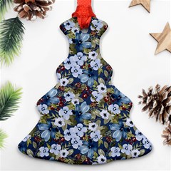 Blue Flowers Dark Blue Flowers Ornament (christmas Tree)  by DinkovaArt