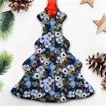 Blue Flowers Dark Blue Flowers Ornament (Christmas Tree)  Front