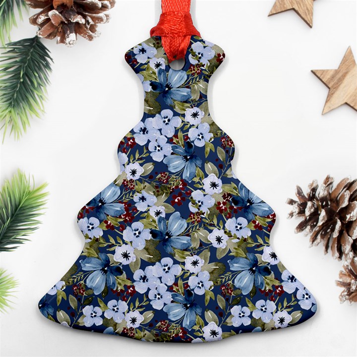 Blue Flowers Dark Blue Flowers Ornament (Christmas Tree) 