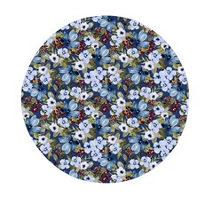 Blue Flowers Dark Blue Flowers Mini Round Pill Box (pack Of 5)