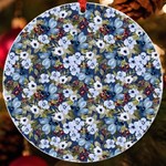 Blue Flowers Dark Blue Flowers UV Print Acrylic Ornament Round Front