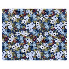 Blue Flowers Dark Blue Flowers Premium Plush Fleece Blanket (medium) by DinkovaArt