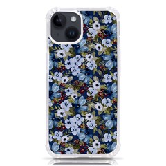 Blue Flowers Dark Blue Flowers Iphone 14 Tpu Uv Print Case by DinkovaArt