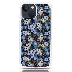 Blue Flowers Dark Blue Flowers Iphone 13 Mini Tpu Uv Print Case by DinkovaArt