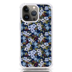 Blue Flowers Dark Blue Flowers Iphone 13 Pro Tpu Uv Print Case by DinkovaArt