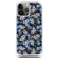 Blue Flowers Dark Blue Flowers Iphone 13 Pro Max Tpu Uv Print Case by DinkovaArt