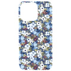 Blue Flowers Dark Blue Flowers Iphone 15 Pro Max Black Uv Print Case by DinkovaArt