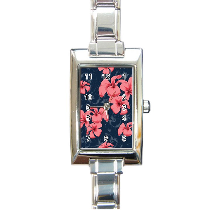 5902244 Pink Blue Illustrated Pattern Flowers Square Pillow Rectangle Italian Charm Watch