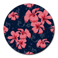 5902244 Pink Blue Illustrated Pattern Flowers Square Pillow Round Mousepad by BlackRoseStore