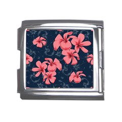 5902244 Pink Blue Illustrated Pattern Flowers Square Pillow Mega Link Italian Charm (18mm)