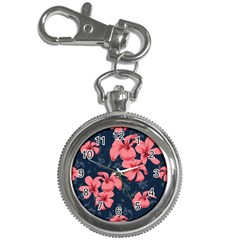 5902244 Pink Blue Illustrated Pattern Flowers Square Pillow Key Chain Watches