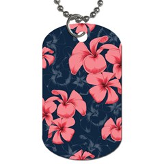 5902244 Pink Blue Illustrated Pattern Flowers Square Pillow Dog Tag (two Sides) by BlackRoseStore